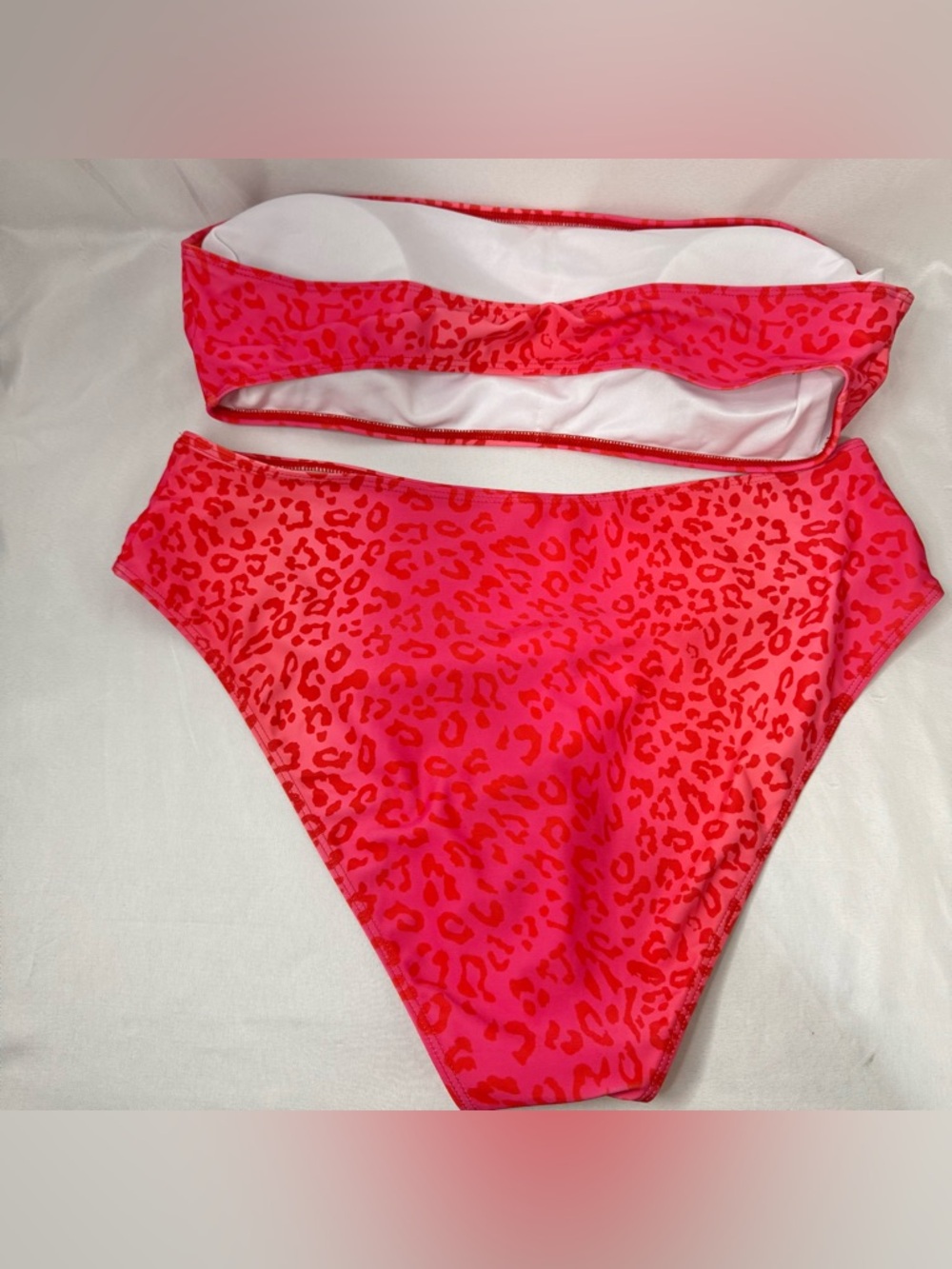Women’s Pink Leopard Print two-Piece Swimsuit - Picture 5 of 8
